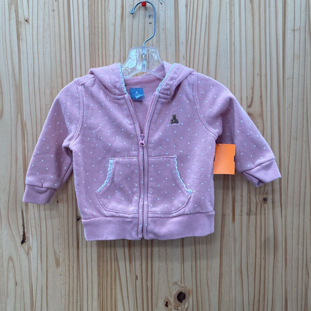 GIRLS BABY GAP MAUVE JACKET W/WHITE DOTS 6/12M