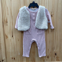 GIRLS JESSICA SIMPSON 2PC SET MAUVE/IVORY 6/9M
