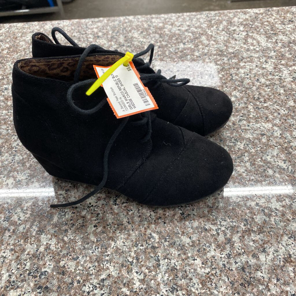 GIRLS MARCO REPUBLIC BLK WEDGE CASUAL SHOES 13
