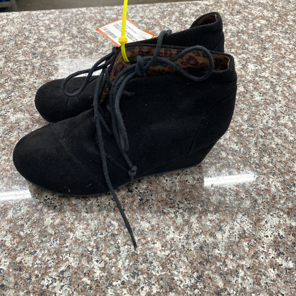 GIRLS MARCO REPUBLIC BLK WEDGE CASUAL SHOES 13