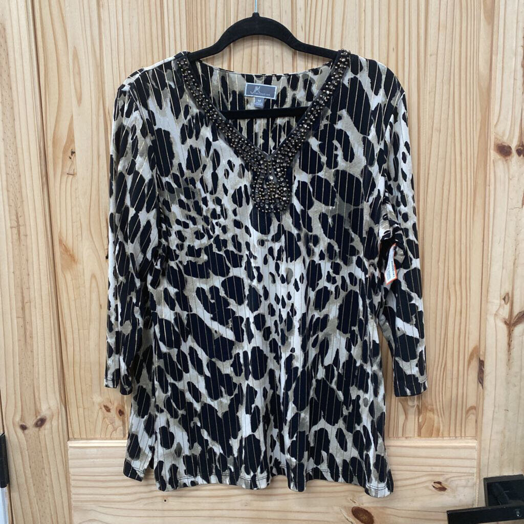 WOMENS JM COLLECTION LEOPARD CASUAL TOP M