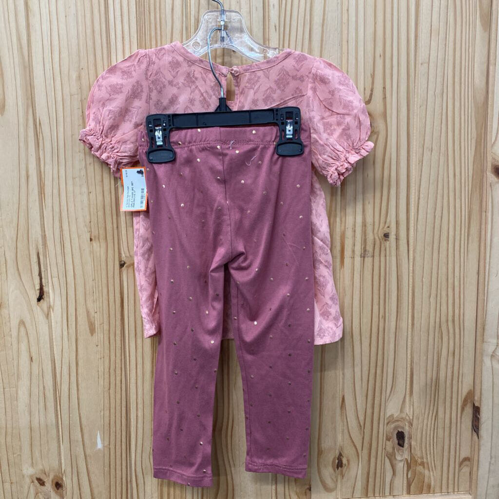 GIRLS TAHARI 2PC SET PINK/MAUVE 3T
