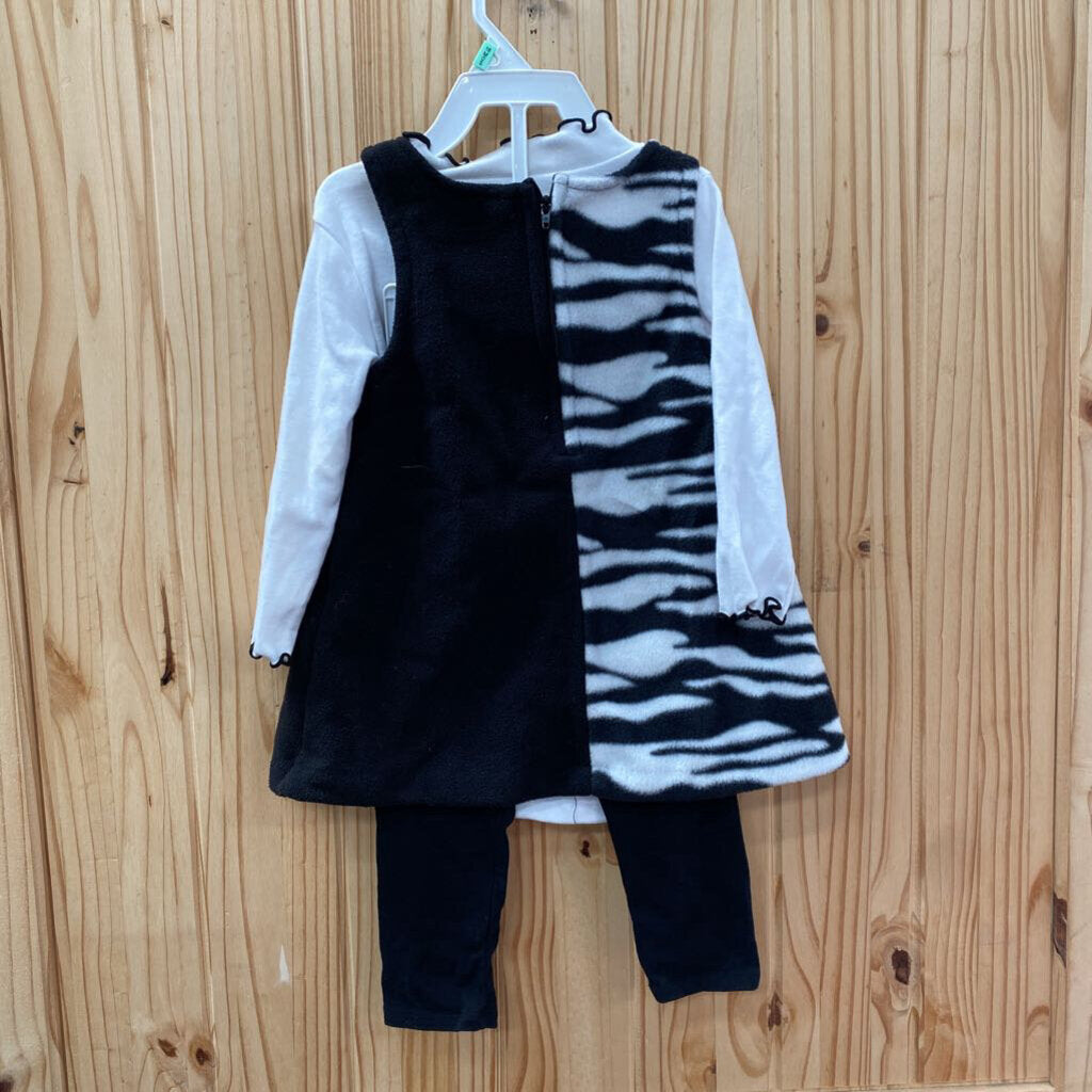 GIRLS BONNIE BABY 3PC SET BLK/WHITE/PINK W/FLOWERS 18M