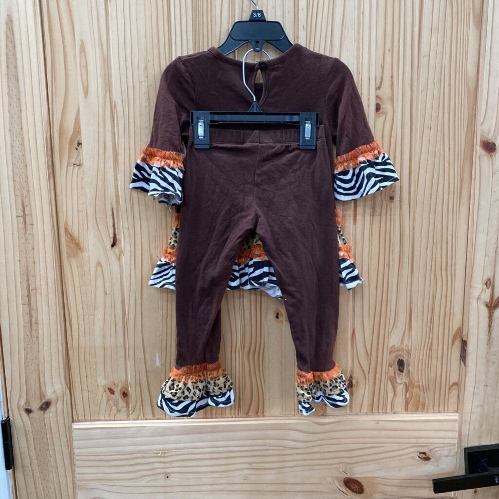 GIRLS RARE EDITIONS 2PC SET BROWN/ORANGE/LEOPARD/ZEBRA W/PUMPKIN 2T