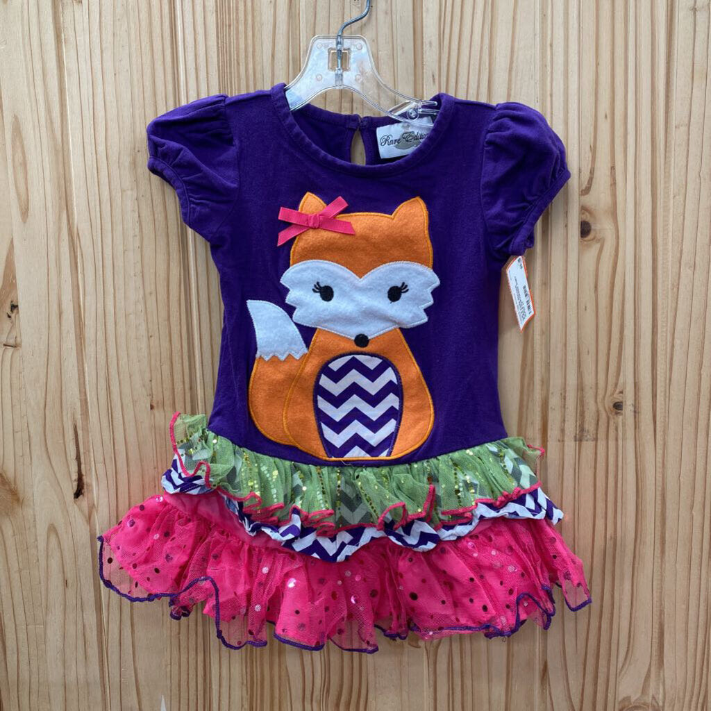 GIRLS RARE EDITIONS PURPLE/PINK/GREEN SHIRT W/FOX 2T