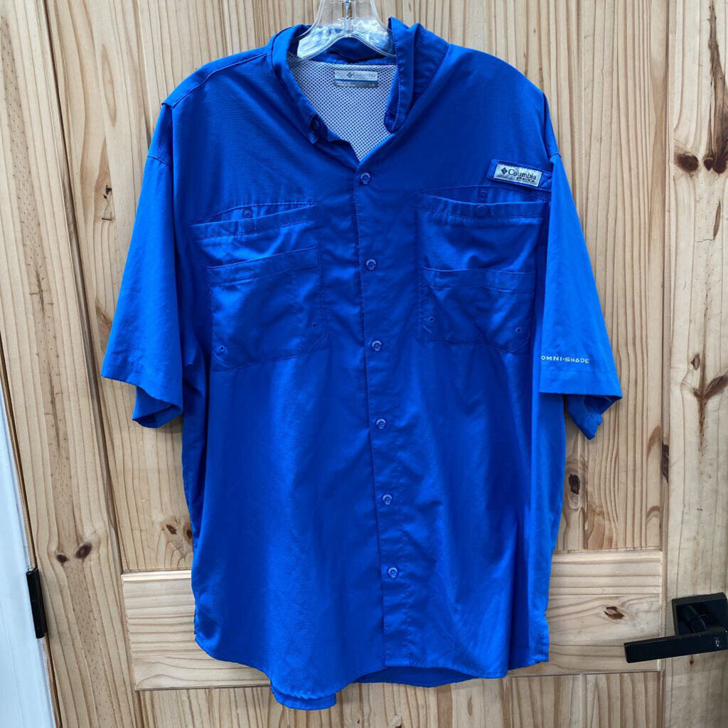MENS COLUMBIA PFG BLUE SHIRT L