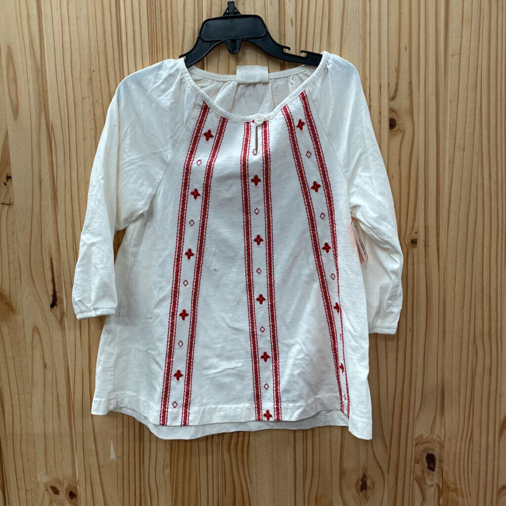 GIRLS CRAZY 8 IVORY/RED LS SHIRT S 5/6