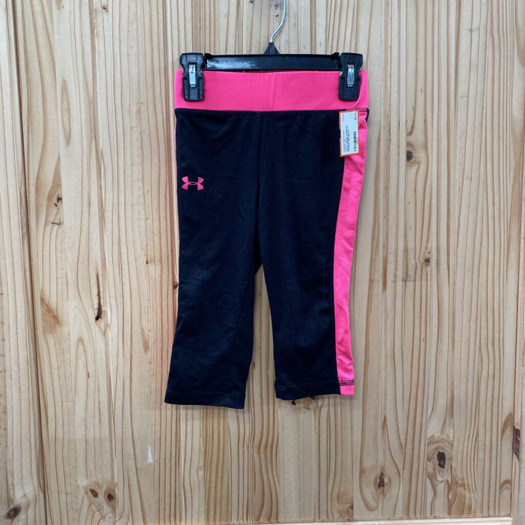 GIRLS UNDER ARMOUR CAPRIS PINK/BLK 5