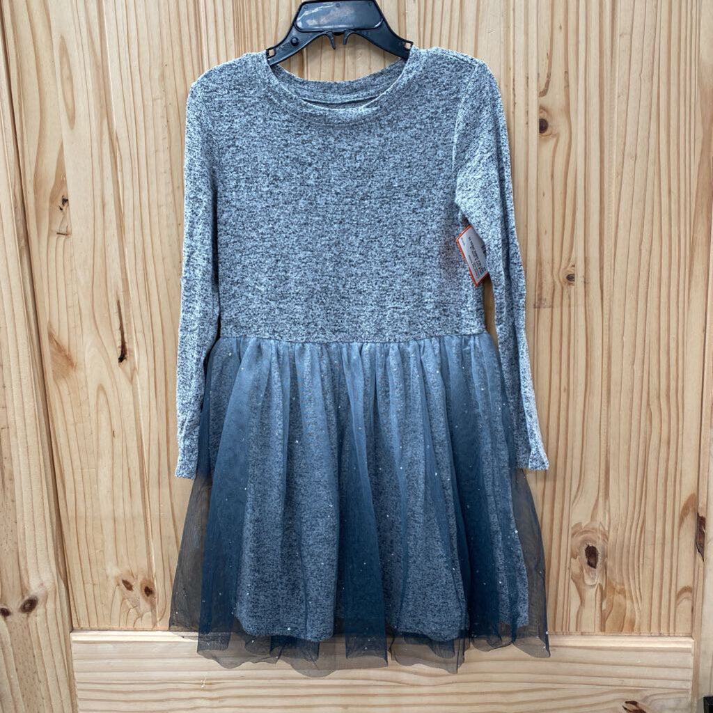 GIRLS CAT & JACK LS GREY/BLK OMBRE DRESS XS 4/5