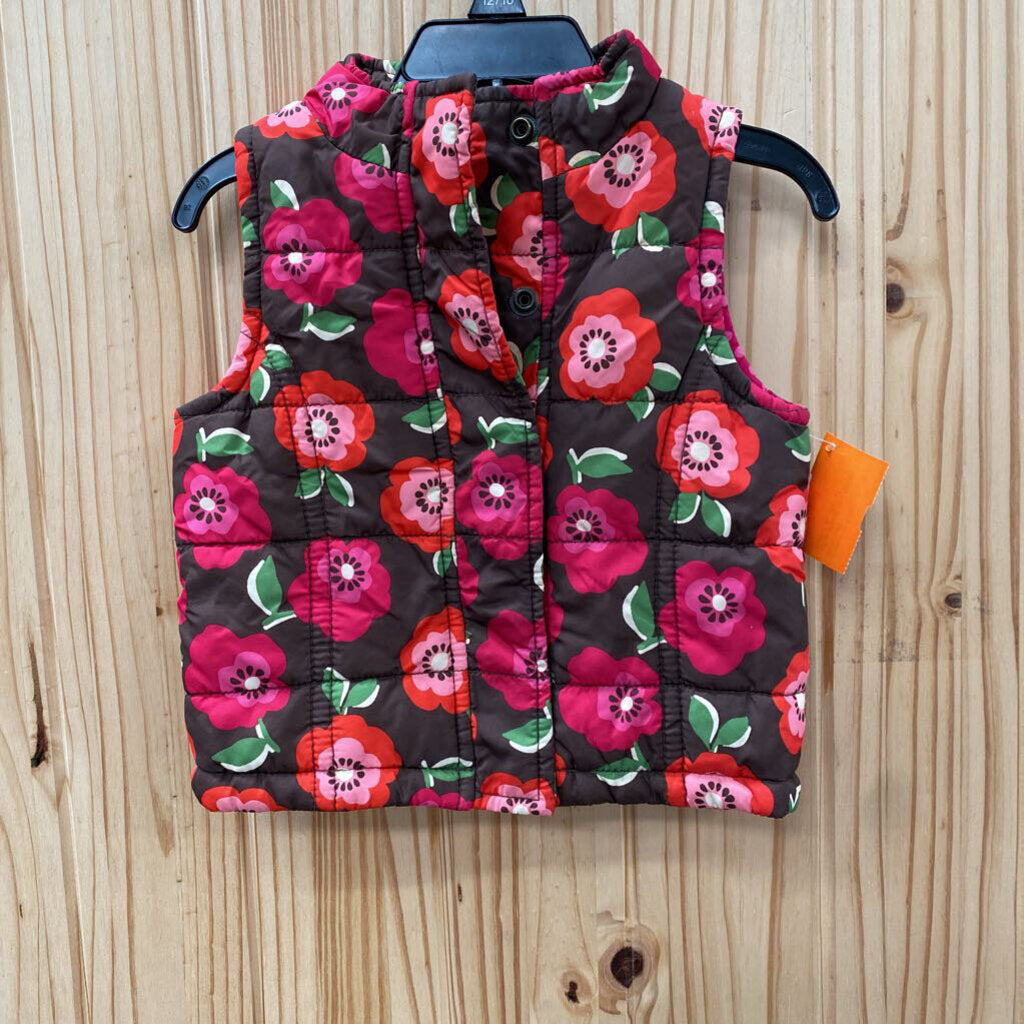 GIRLS GENUINE KIDS BROWN FLORAL SL VEST 2T