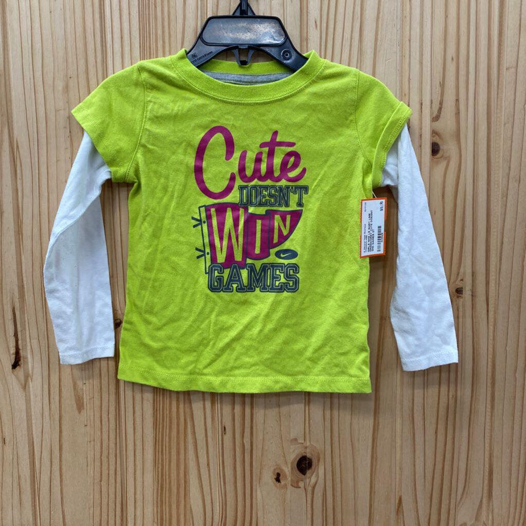 GIRLS NIKE LS SHIRT LIME GREEN/GREY CUTE DOESNT WIN GAMES 2T