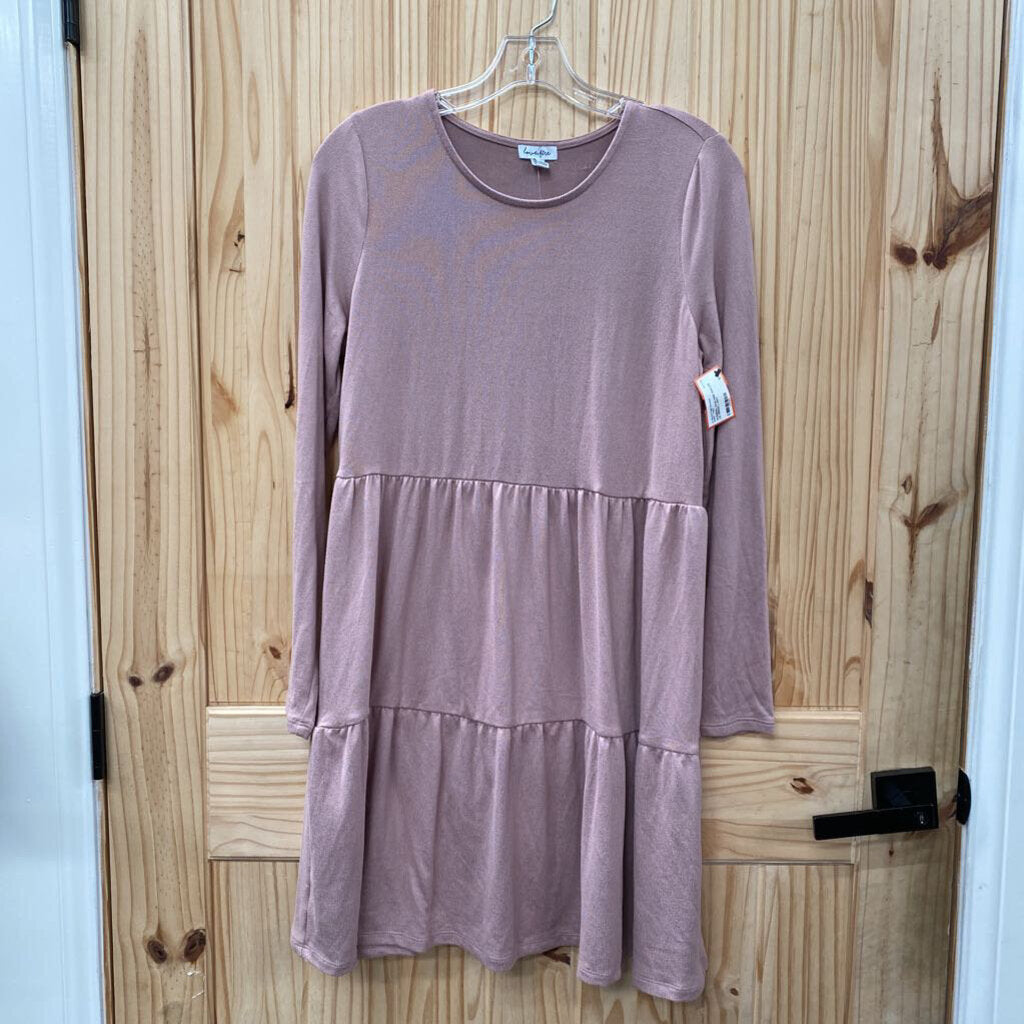 WOMENS LOVE FIRE MAUVE LS DRESS L NWT