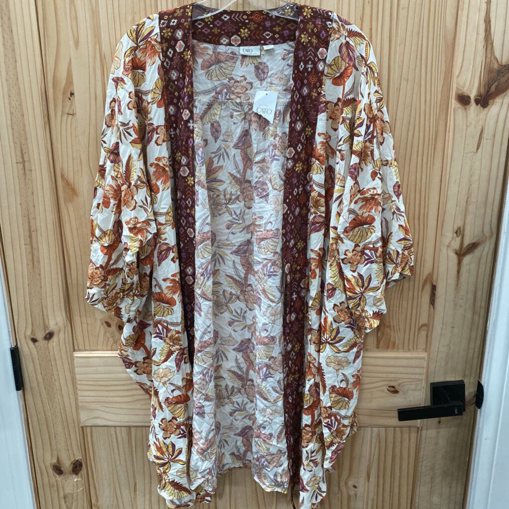 WOMENS CATO CASUAL CARDIGAN IVORY/WINE L NWT