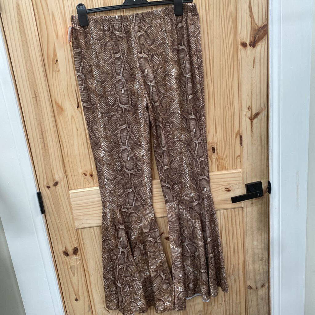 WOMENS G&E BROWN SNAKESKIN DESIGN BELL BOTTOMS 2XL NWT