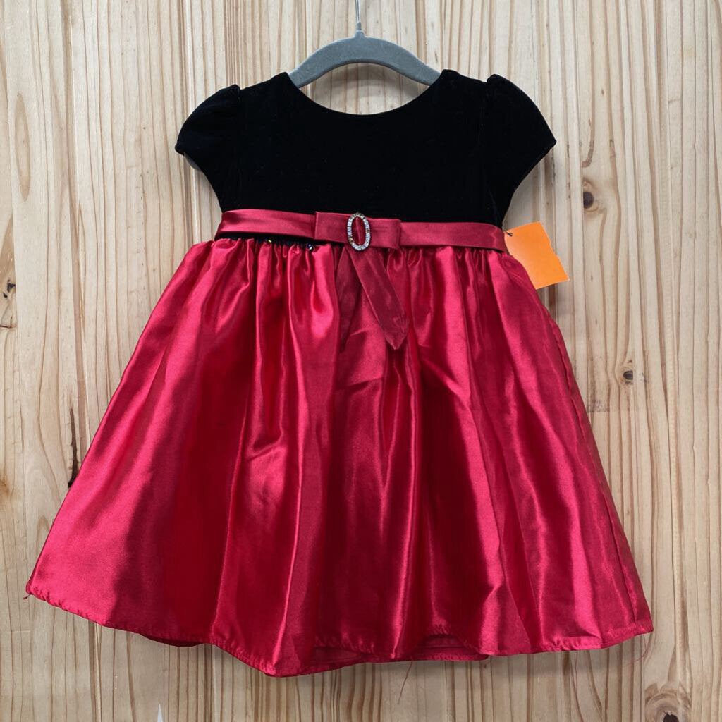 GIRLS PRINCESS FAITH CASUAL DRESS RED/BLK 24M
