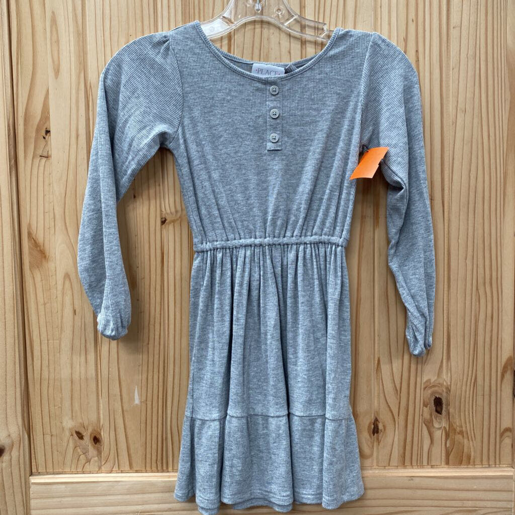 GIRLS PLACE LS GREY DRESS 5/6