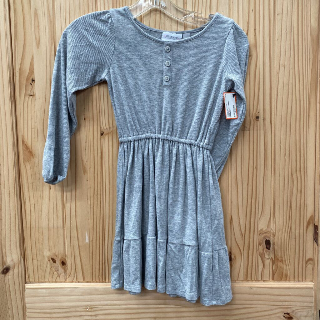GIRLS PLACE LS GREY DRESS 5/6