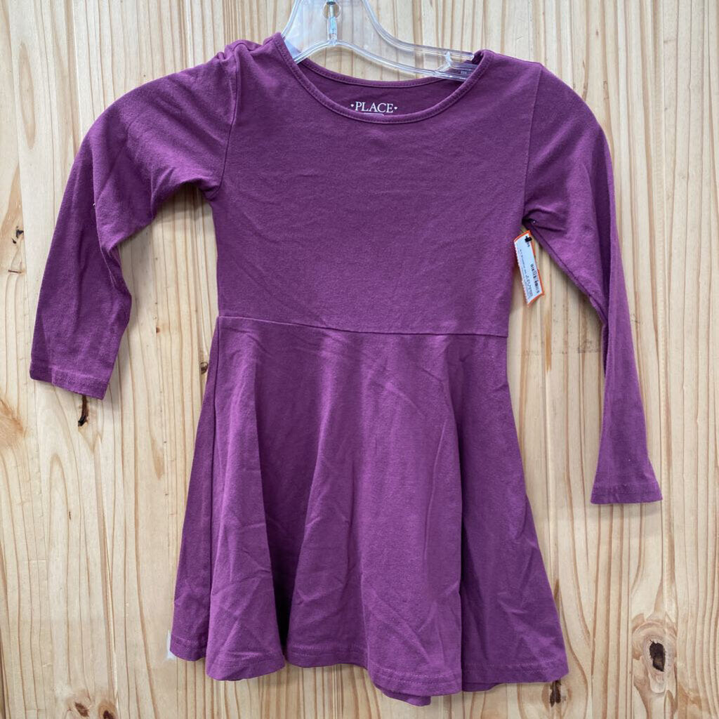 GIRLS PLACE DK PURPLE LS DRESS XS 4