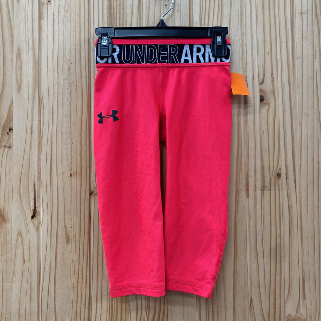 GIRLS UNDER ARMOUR LEGGINGS HOT PINK/WHITE/BLK YXS 4