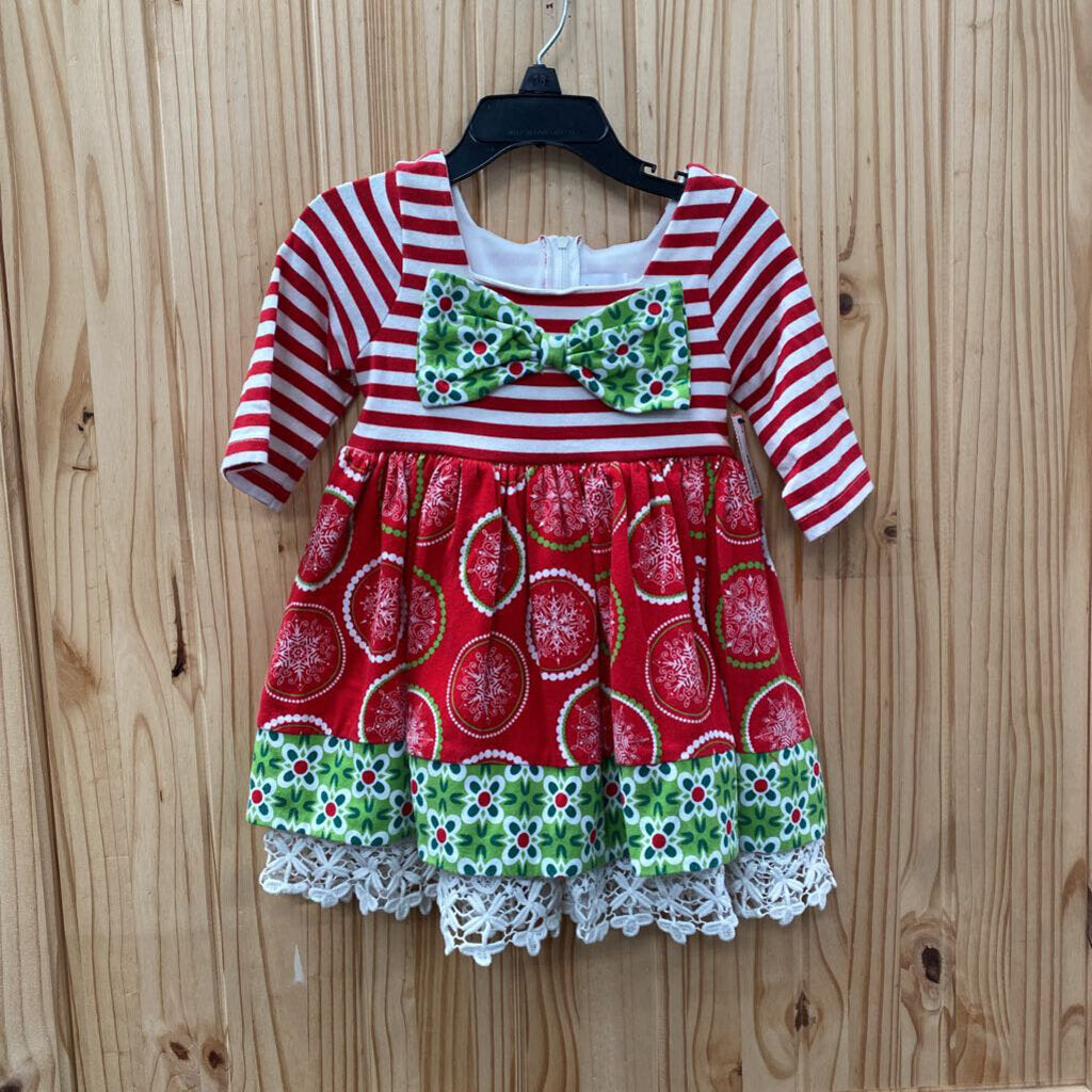 GIRLS COUNTING DAISIES RED/WHITE/GREEN DRESS 2T