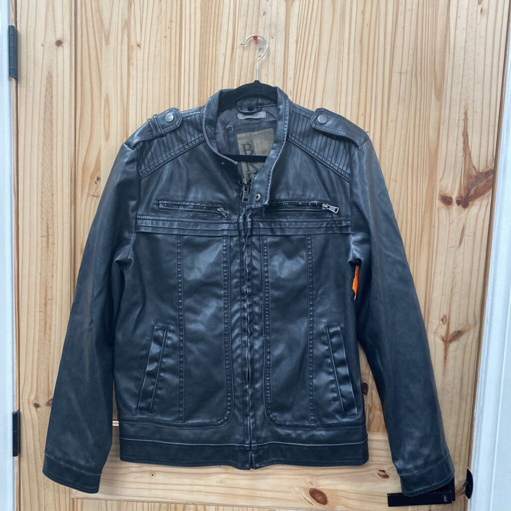 MENS BKE BLK LEATHER JACKET L