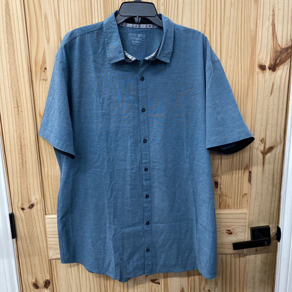 MENS DEPARTWEST TEAL BUTTON UP SHIRT 2XL