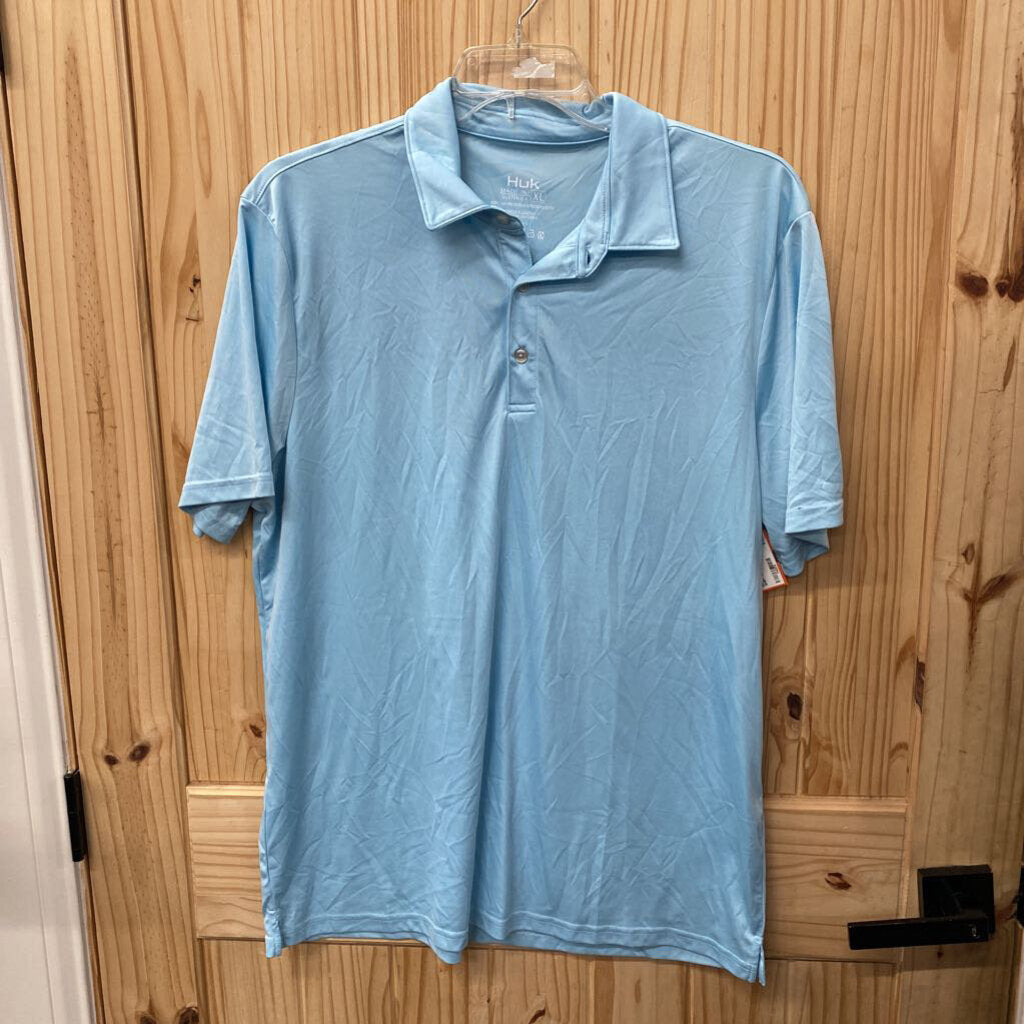MENS HUK SKY BLUE POLO SHIRT XL