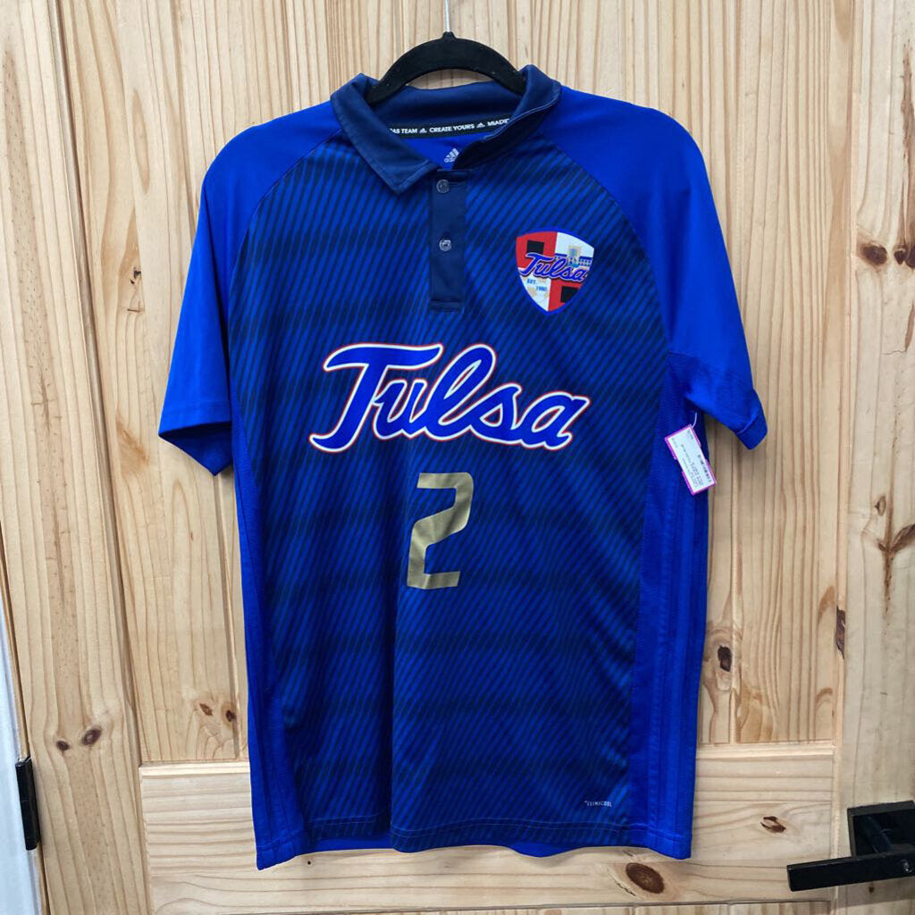 MENS ADIDAS TULSA BLUE POLO SHIRT M