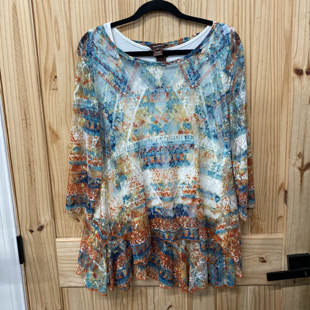 WOMENS MULTIPLES CASUAL TOP MULTI COLOR L