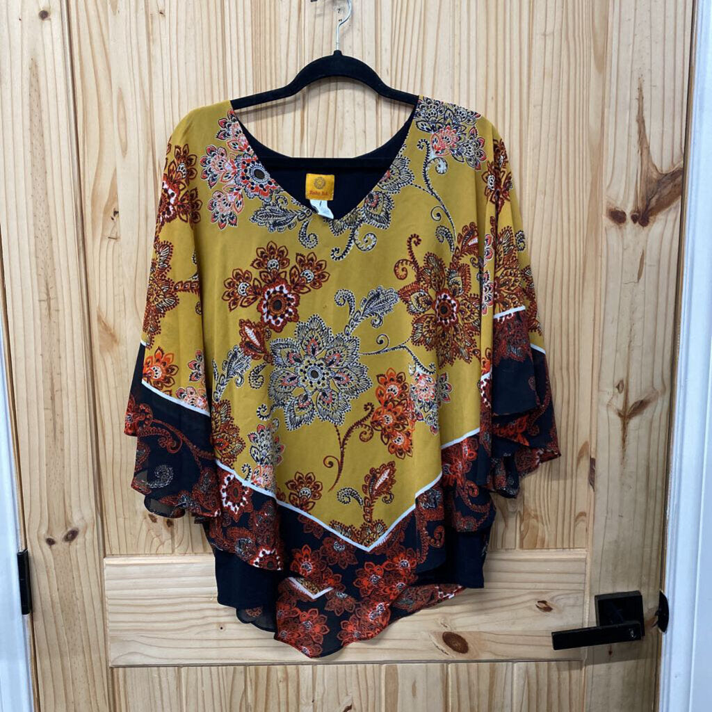 WOMENS RUBY RD. CASUAL TOP YELLOW/ORANGE/WHITE XL