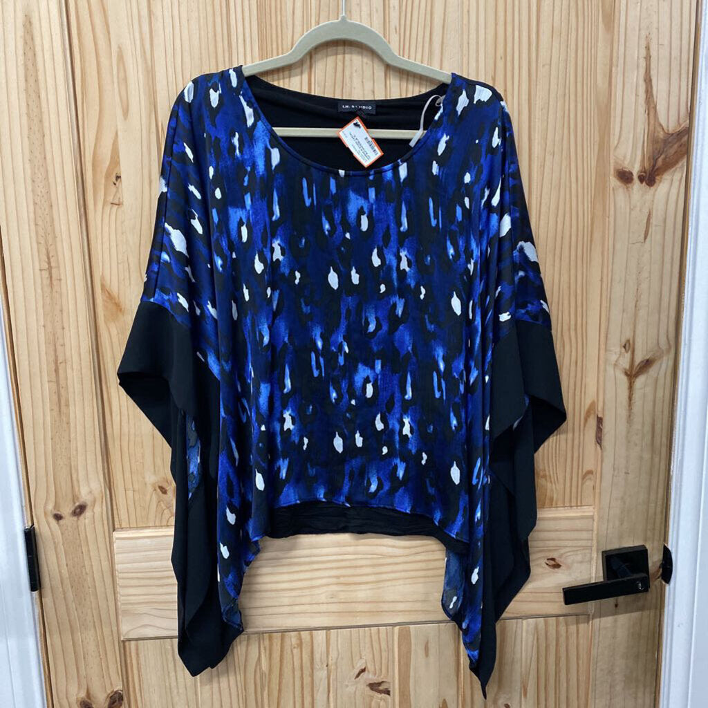 WOMENS IN STUDIO CASUAL TOP BLK/WHITE/BLUE XL