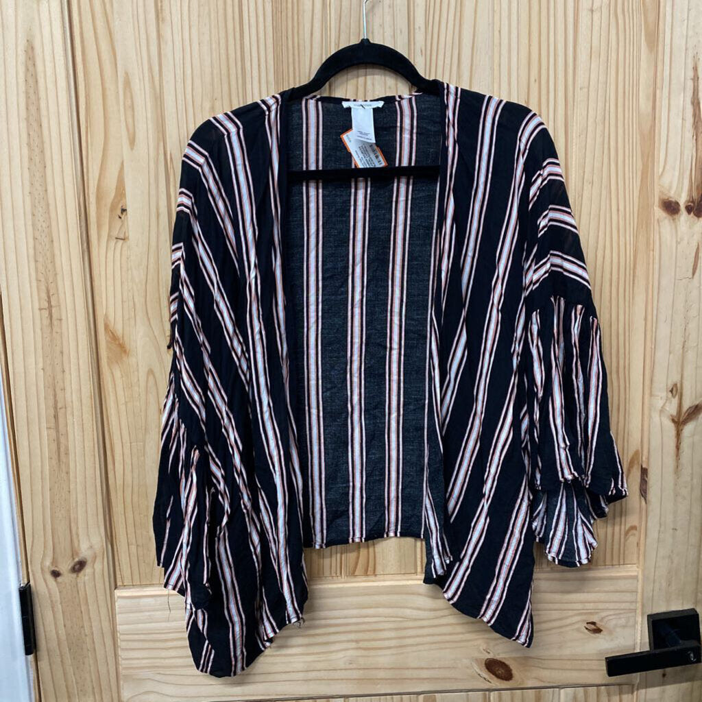 WOMENS MAURICES CASUAL CARDIGAN BLK/WHITE/CORAL L