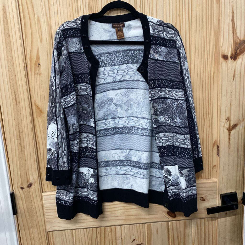 WOMENS MULTIPLES CASUAL SWEATER BLK/WHITE/GREY XL