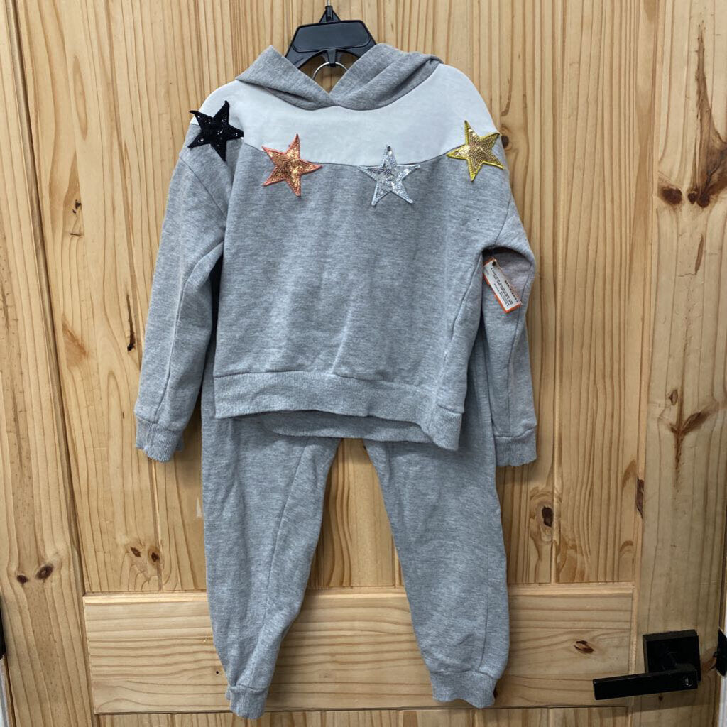GIRLS MADDEN GIRL 2PC SET GREY/WHITE W/STARS 6