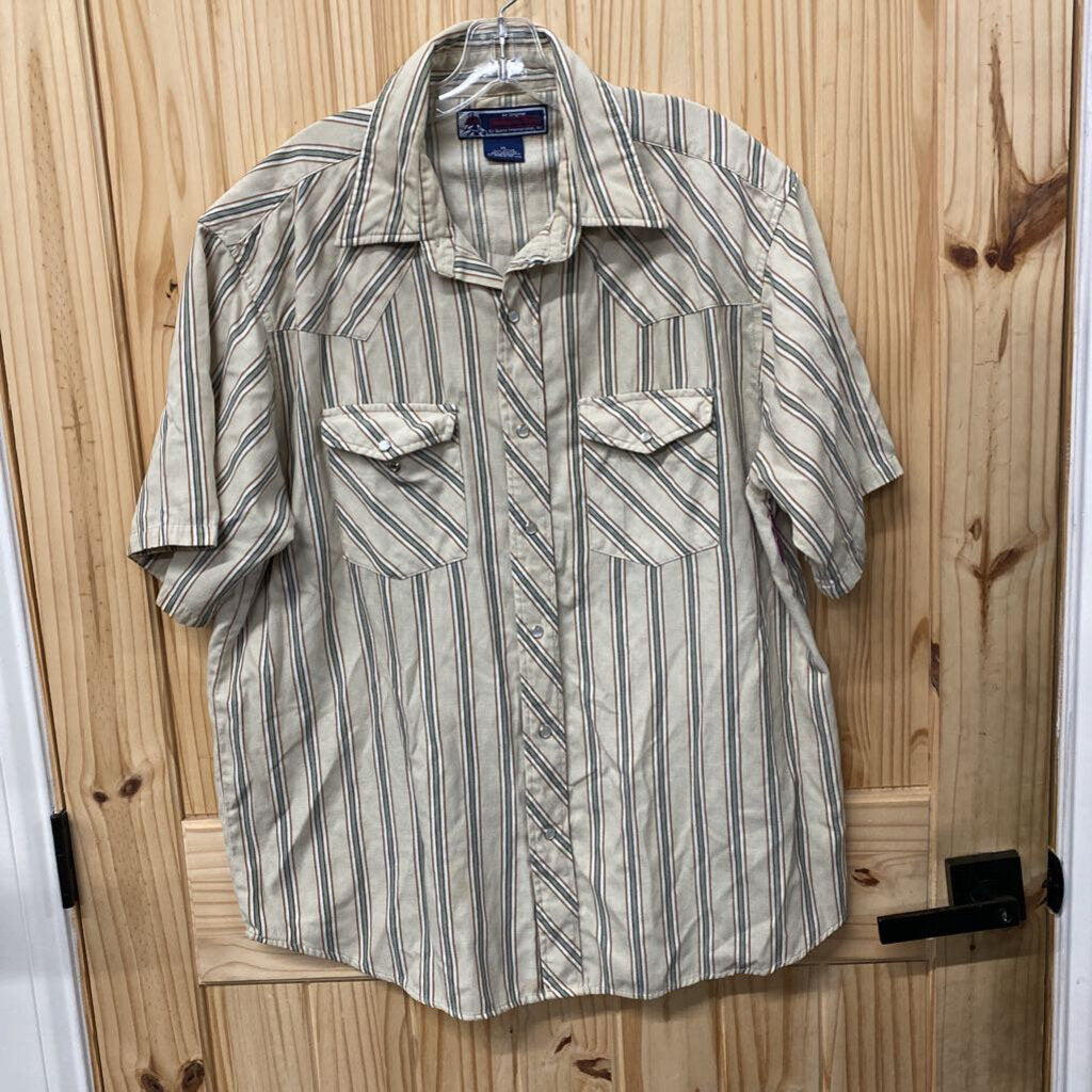 MENS WILLIAMS BAY SNAP UP PLAID SHIRT TAN/LT BROWN XL