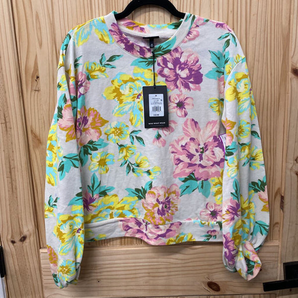 WOMENS WHO WHAT WEAR FLORAL SWEATSHIRT M NWT