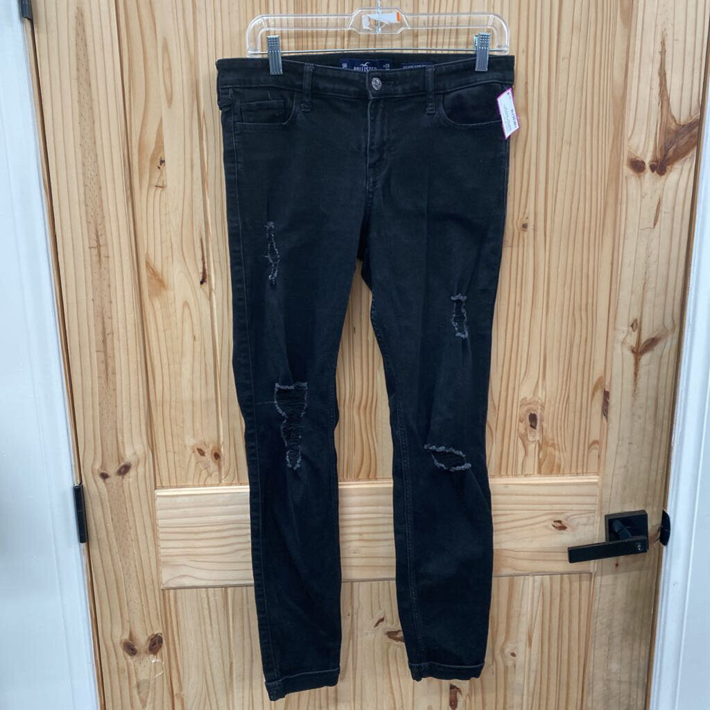 WOMENS HOLLISTER BLK DENIM DIST. JEANS 9R