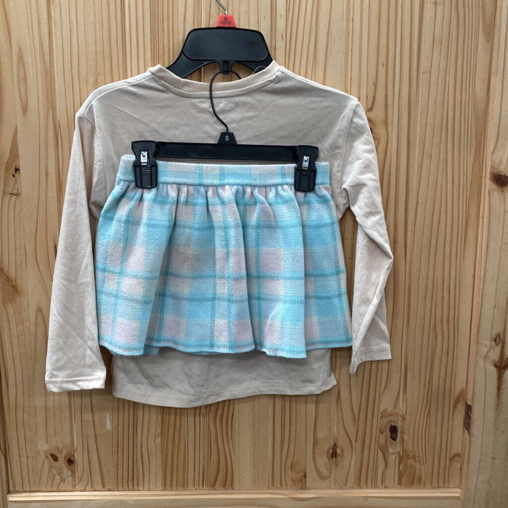 GIRLS JESSICA SIMPSON 2PC SET TAN/SKY BLUE 5/6