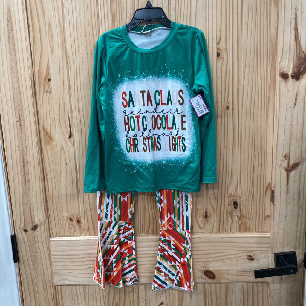 GIRLS 2PC SET SANTA CLAUS HOT CHOCOLATE CHRISTMAS LIGHTS 120 5/6