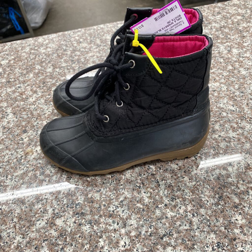 GIRLS SPERRYS BLACK BOOTS 2M