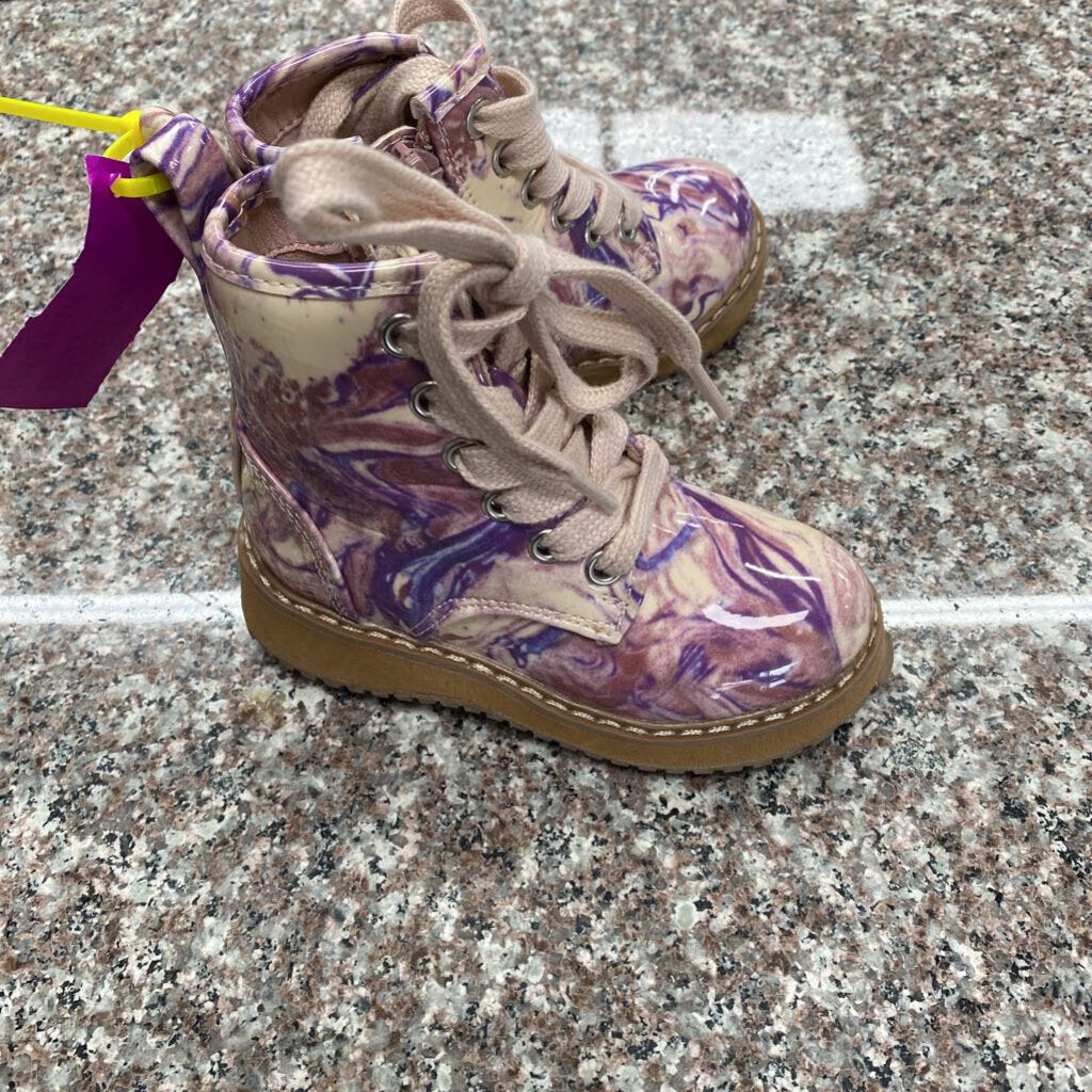 GIRLS STEVE MADDEN BOOTS PURPLE/IVORY MARBLE 6