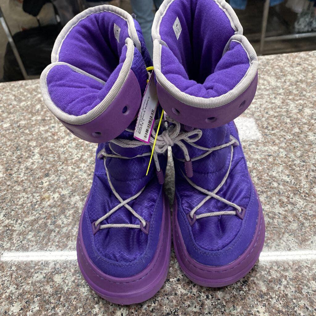 GIRLS CROCS PURPLE BOOTS 4