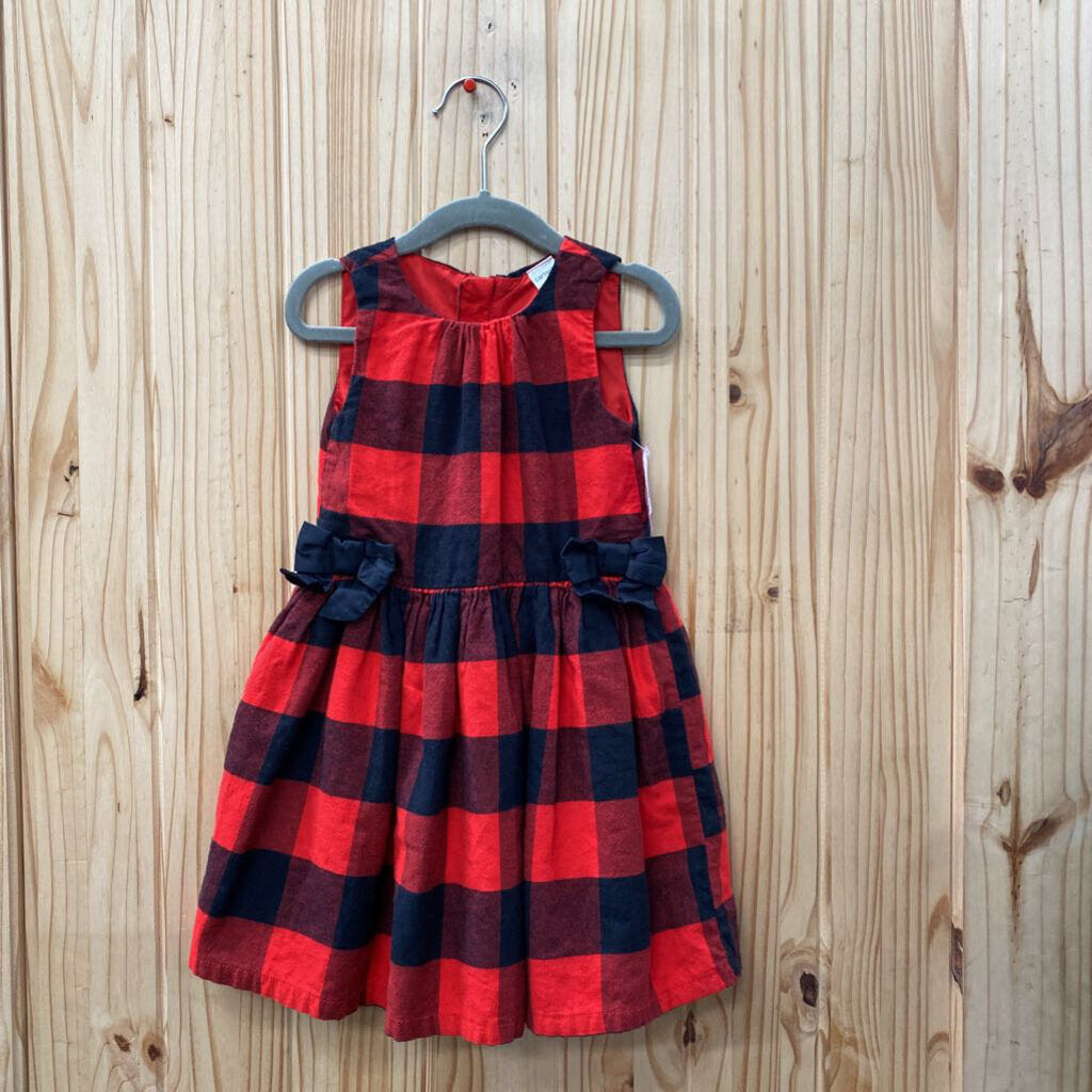 GIRLS CATERS SL RED/BLK PLAID DRESS 4T