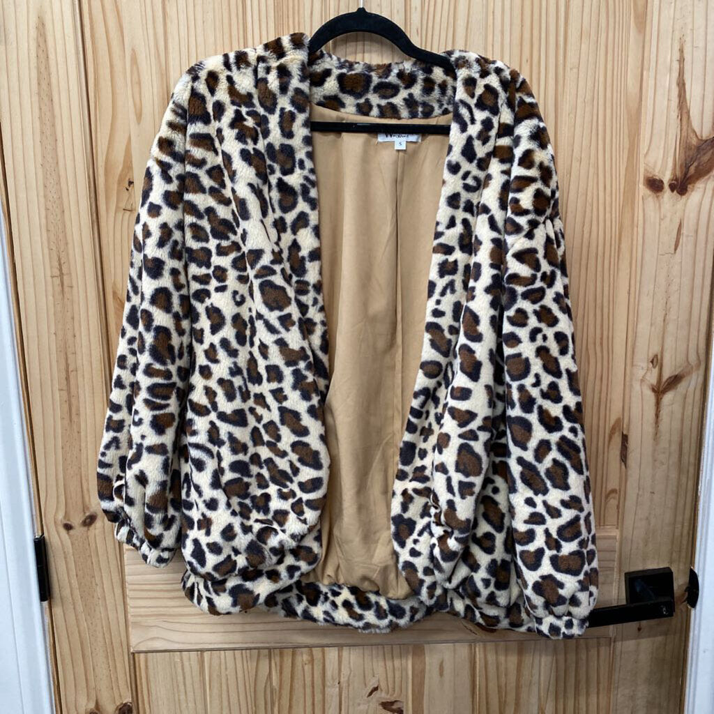 WOMENS WONDERLAND ORANGE LEOPARD CASUAL JACKET S