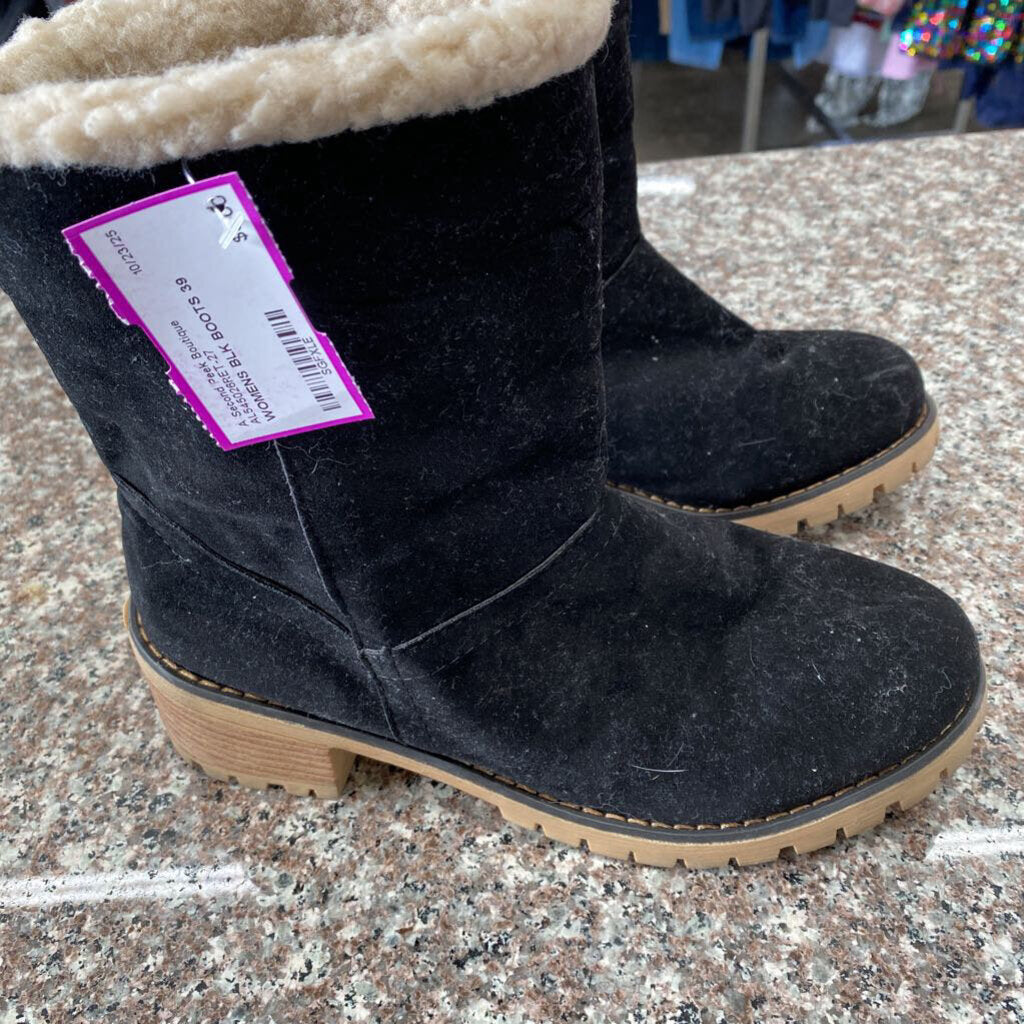WOMENS BLK BOOTS 39