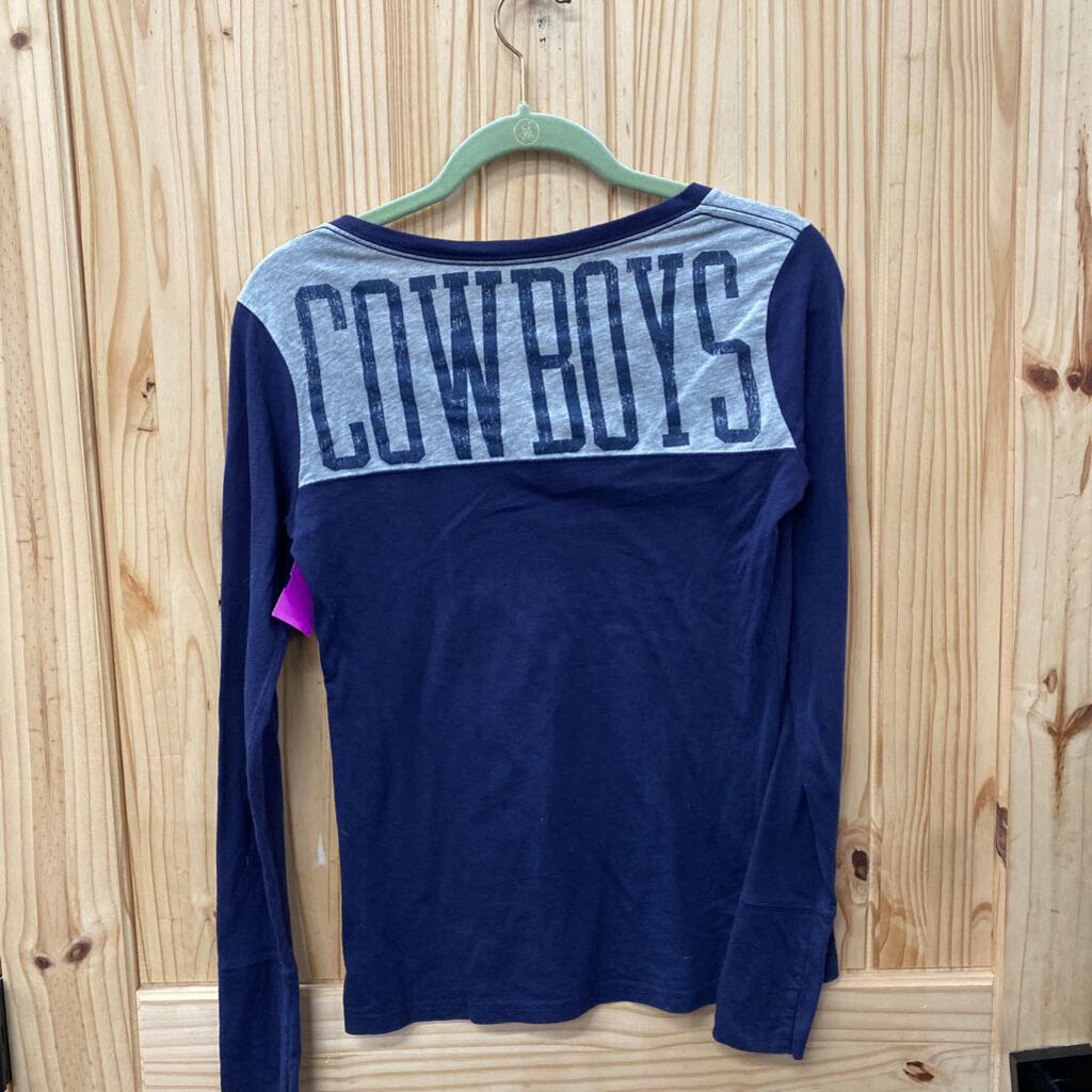 WOMENS DALLAS COWBOYS LS SHIRT NAVY BLUE/GREY S