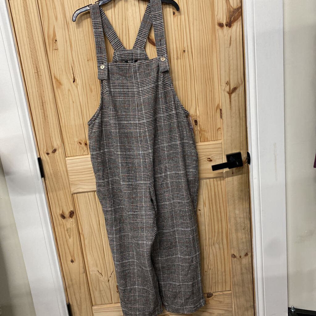 WOMENS BLOOMCHIC SL ROMPER BROWN/WHITE/BLK PLAID 14/16 NWT