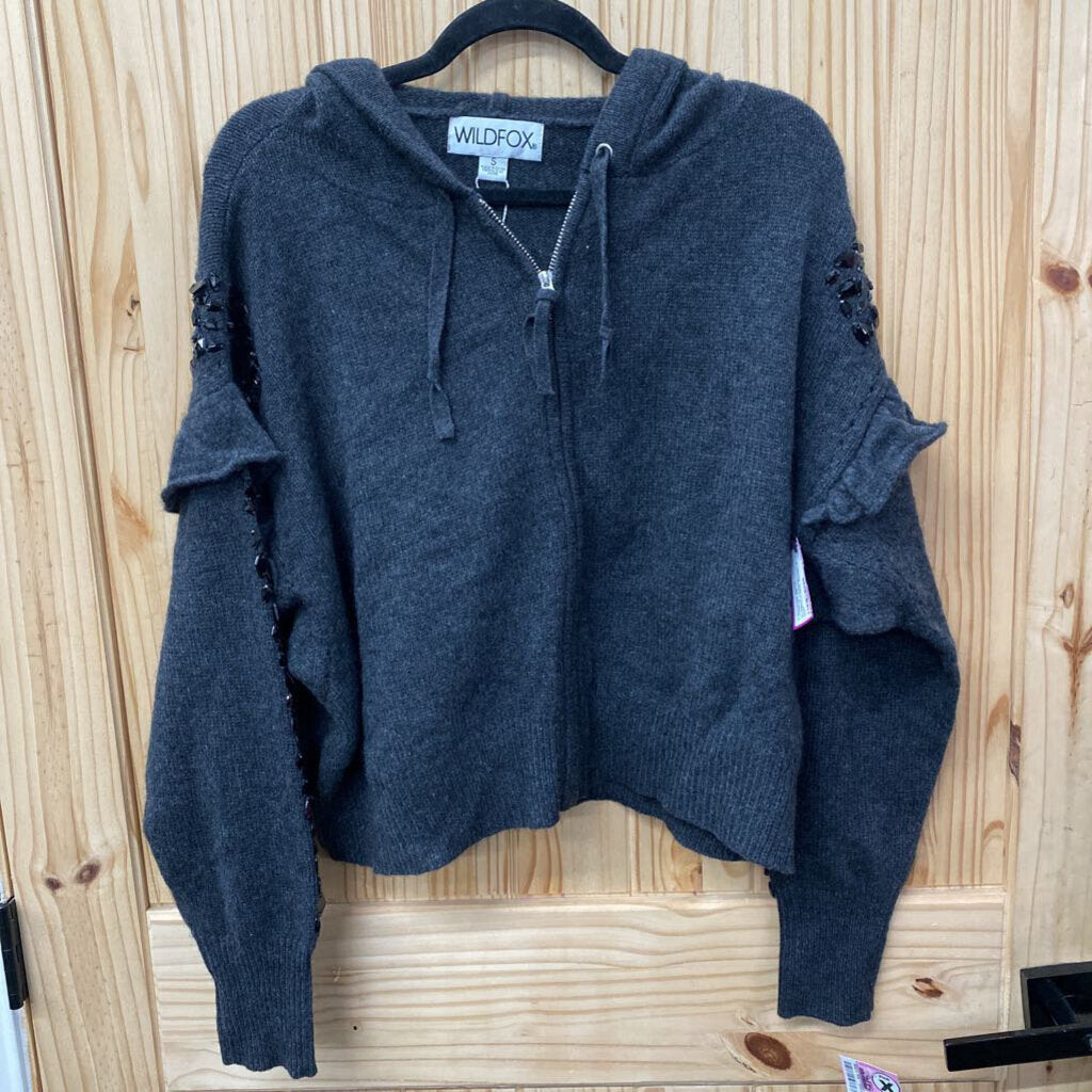 WOMENS WILDFOX CHARCOAL/BLK JACKET S NWT