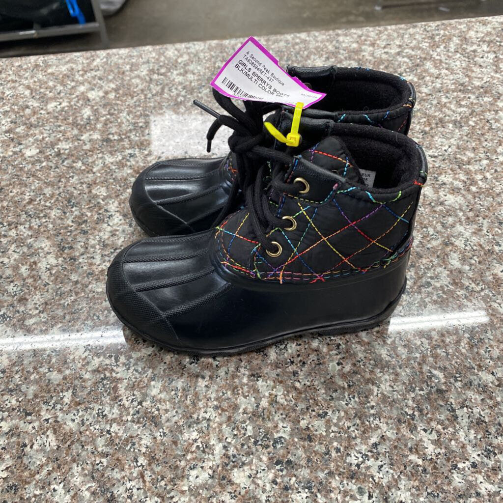 GIRLS SPERRYS BOOTS BLK/MULTI COLOR 9M