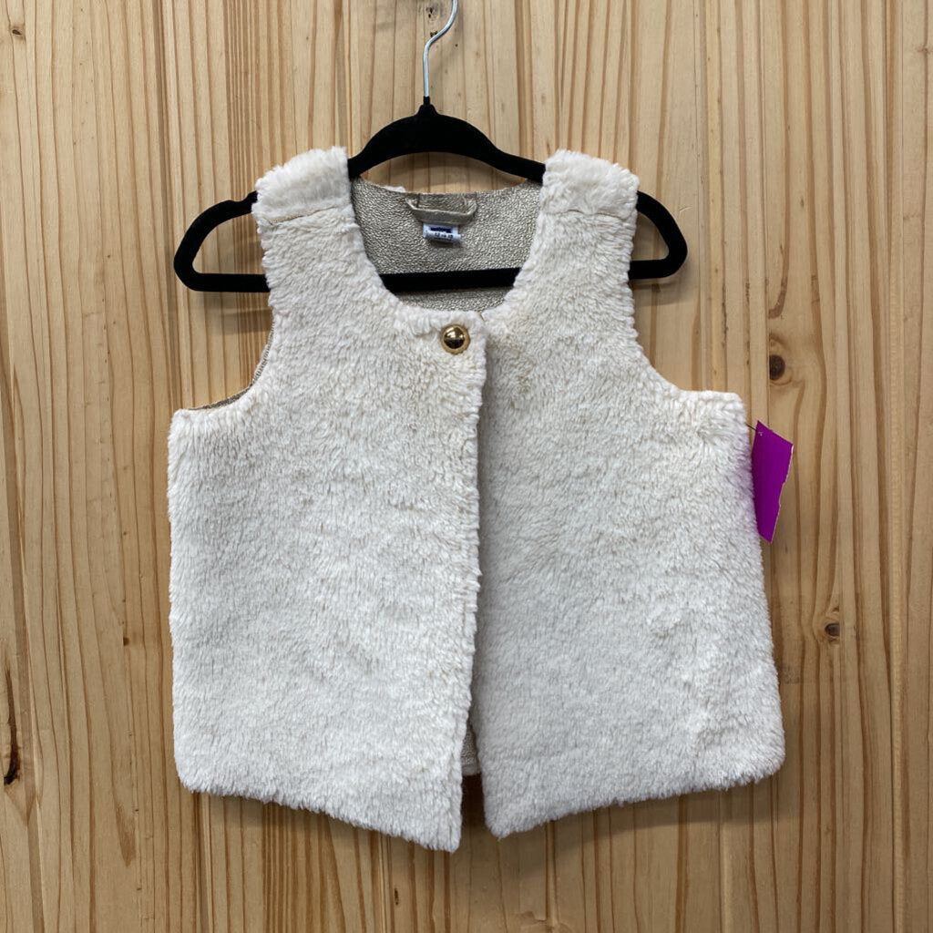 GIRLS JANIE & JACK IVORY SL FUR VEST 12/18M